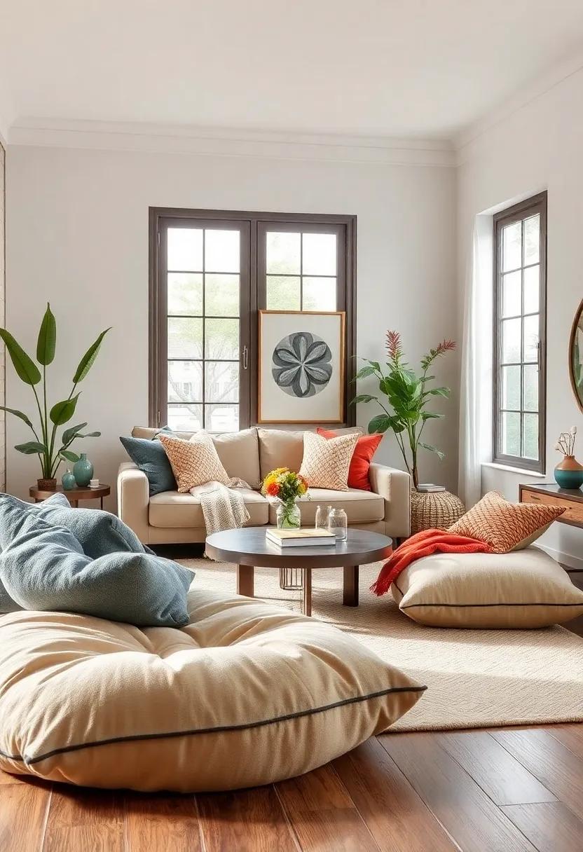 Fleece Lined Floor ⁢Cushions: Bring in⁣ oversized floor cushions ​with fleece lining for a casual seating option that's both comfortable ⁢and ⁣inviting