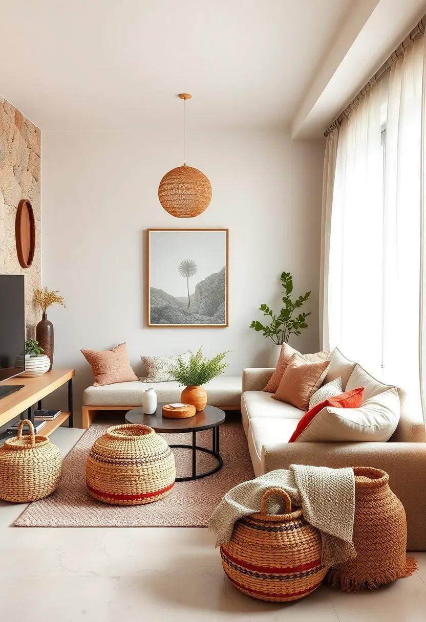 Handwoven Baskets: Use beautifully crafted, handwoven baskets ⁢for storage that serve both⁤ function and style, keeping clutter at bay while⁢ enhancing coziness