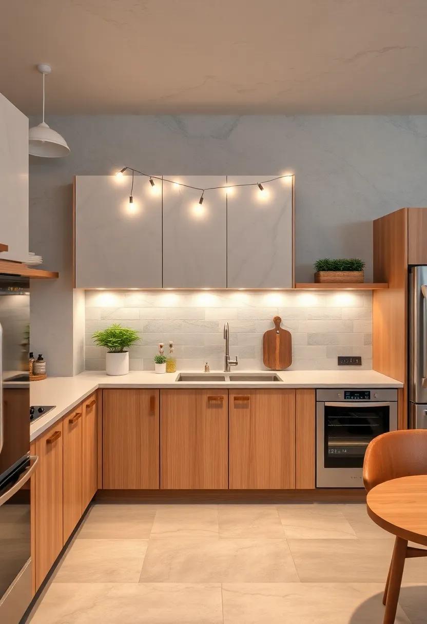 Hang String Lights: Add a twinkling ambiance with fairy‍ lights strung across the top of‍ the cabinets