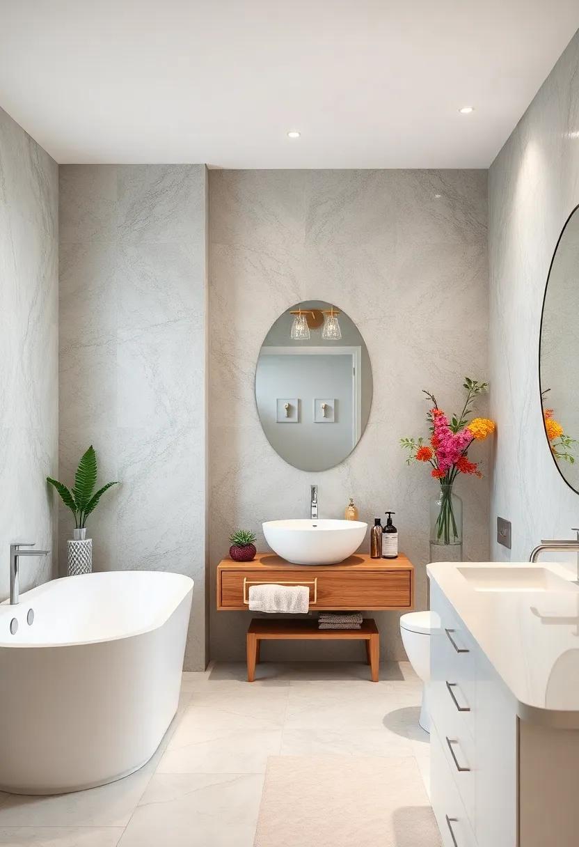 Colorful Decals or Stickers: Personalize your bathroom with removable wall decals that reflect your personality while enhancing the aesthetic