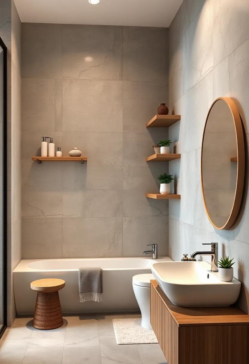Corner Shelving Units: Utilize unused corners by installing corner shelves that blend seamlessly with your bathroom decor