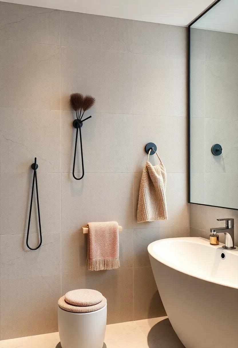 Decorative Hooks: Infuse personality with unique, artistic wall hooks for towels, robes, or accessories