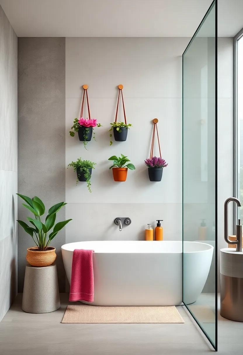 Hanging Planters: Add a touch of nature with wall-mounted planters that bring life and freshness to your bathroom