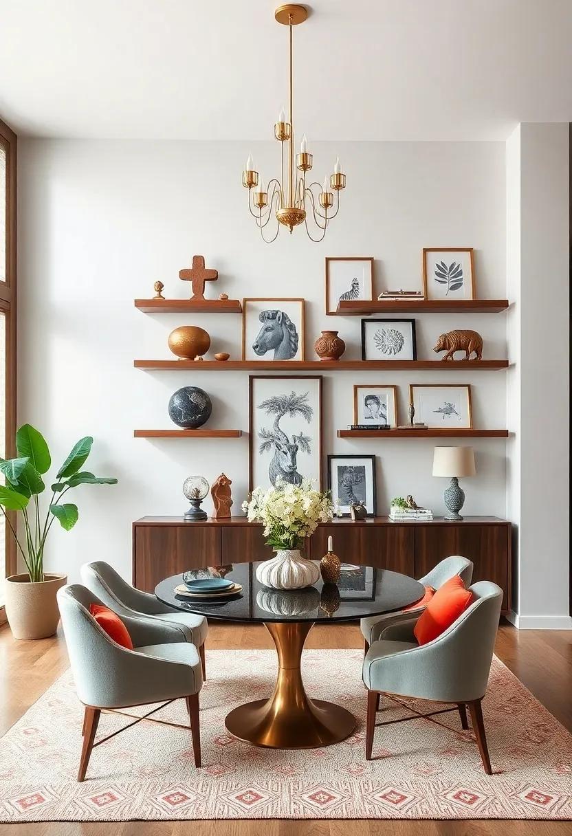 Floating Shelves with Art Objects: Install floating shelves to display a mix ‍of⁣ sculptures, books, and small framed art pieces for an eclectic feel