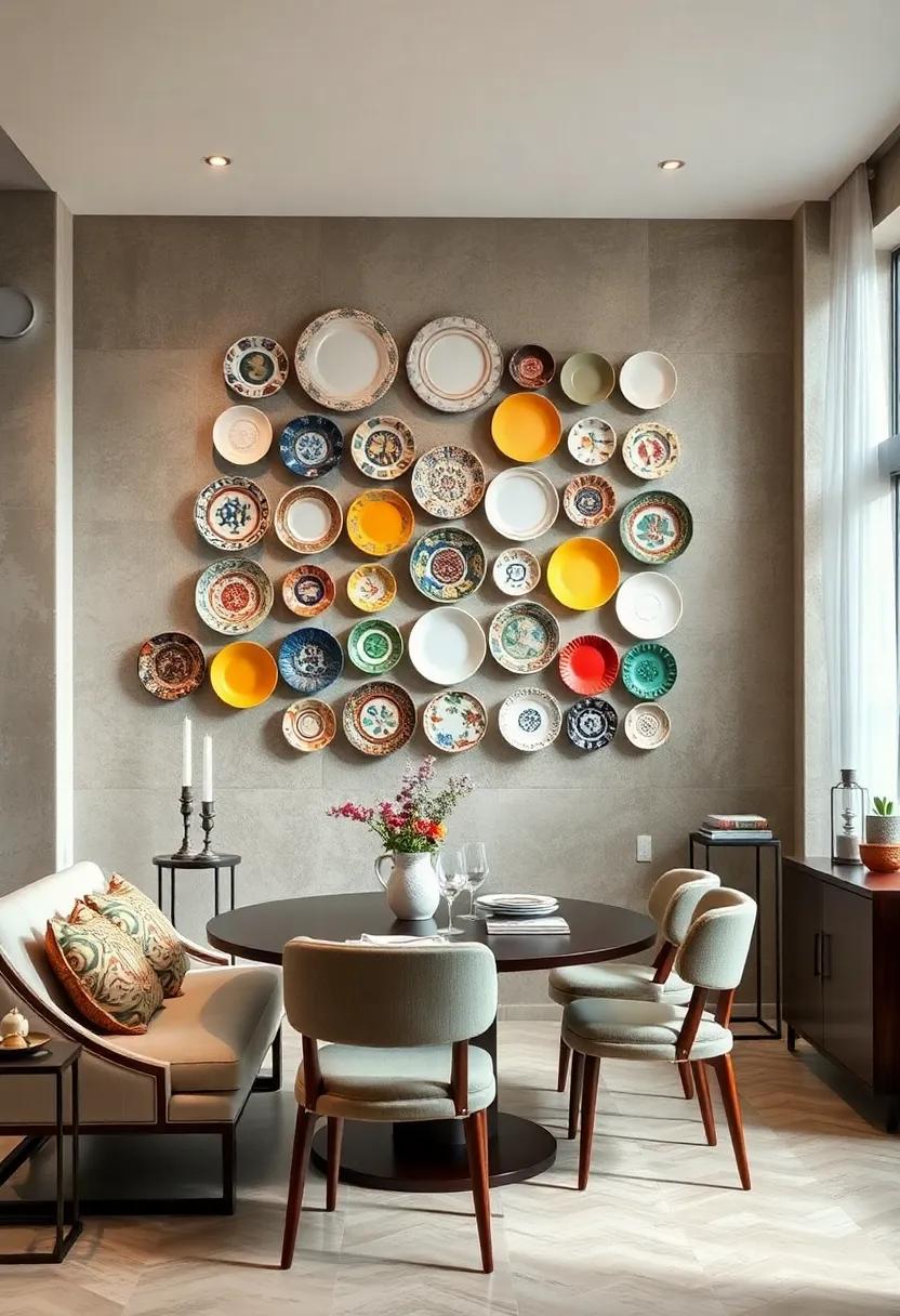 Vintage Plates Display: Arrange a​ collection of vintage or colorful plates on a wall for an artistic nod to culinary ⁢traditions