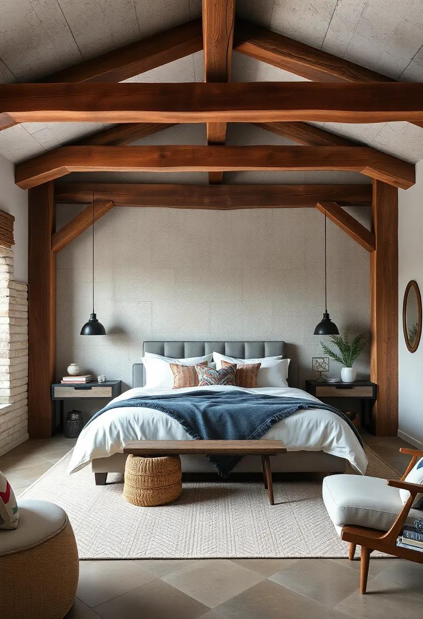 Embrace Raw Elegance: ‌Incorporate ⁤reclaimed wood beams to​ frame your bed,⁤ creating a stunning focal point that ⁤adds warmth ⁣and character to your​ eclectic space
