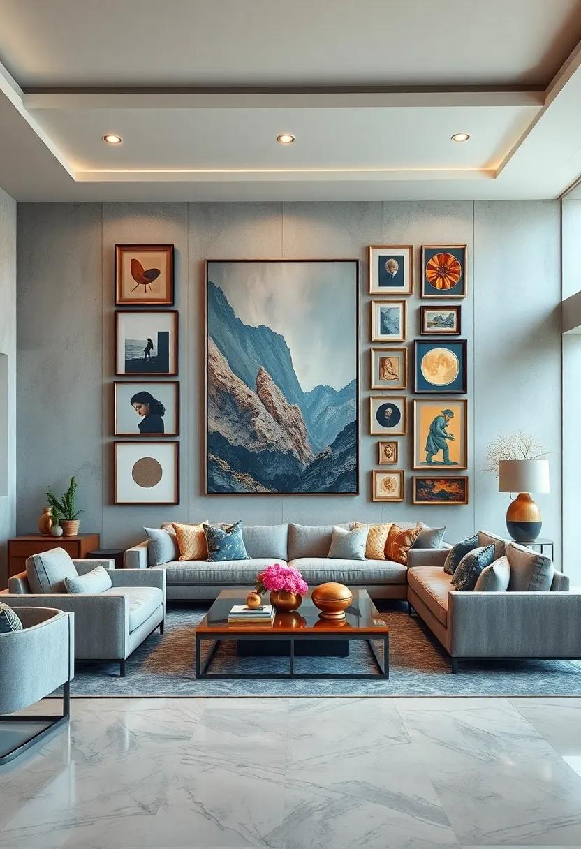 Create a ⁣Gallery Wall: Curate an eclectic mix of framed ⁢art pieces, photographs, and mirrors to⁤ draw attention and create‌ a⁢ personalized focal point
