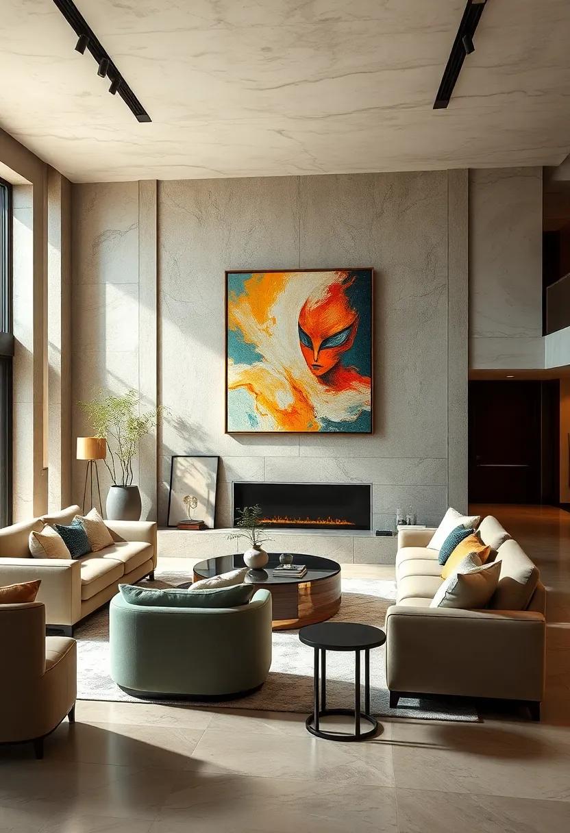 Create a ⁣Conversation Zone: Arrange⁤ seating in a ‌way that encourages viewing and discussing artwork,making the‌ living room a social hub