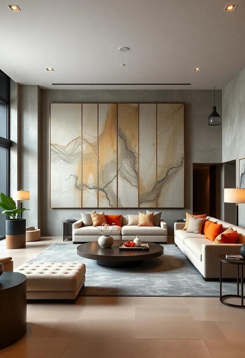 Divide​ Spaces with ​Art: Use ‌large panels or sculptures⁤ to subtly define different areas within ‍a grand ⁣living room while ‌adding visual interest