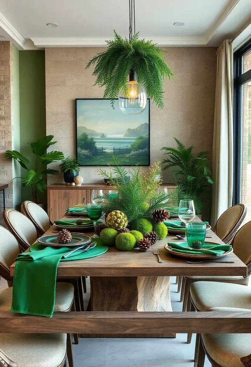 Nature-Inspired Table Decor: Arrange your dining table with pine cones,ferns,or green moss to create a natural,rustic⁢ feel