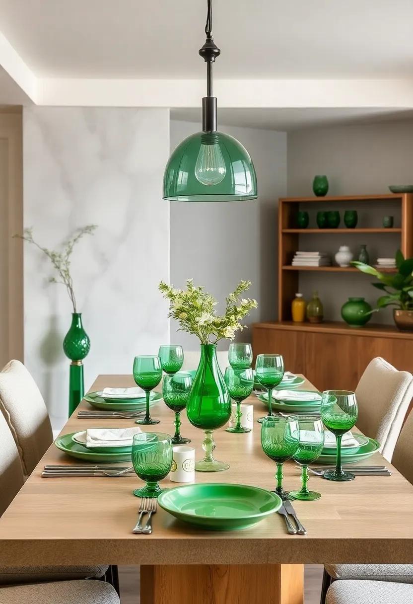 Mix and Match ⁤Green Glassware: Collect an array of green ⁢glassware to add a⁣ playful touch to ​your tabletop⁤ settings