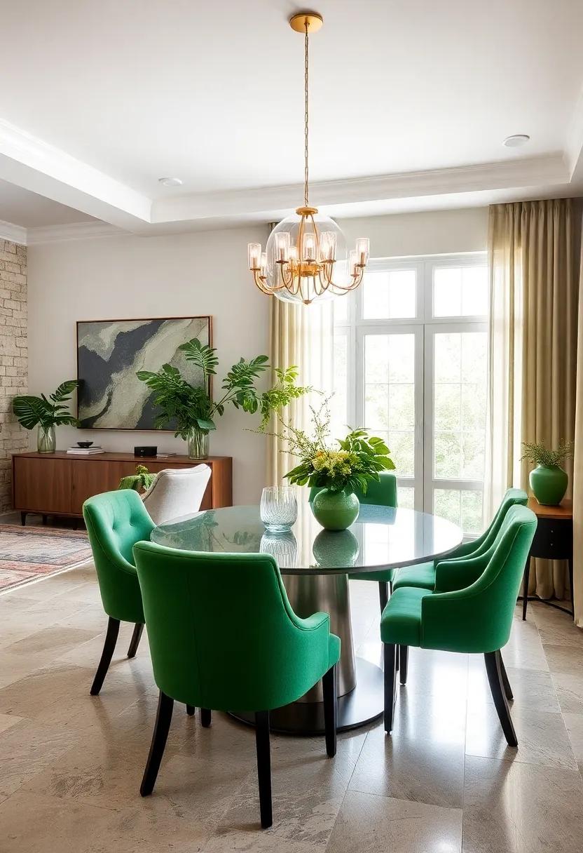 Green Upholstered Chairs: update your dining chairs with green​ upholstery to incorporate comfort and style ‌into your dining area