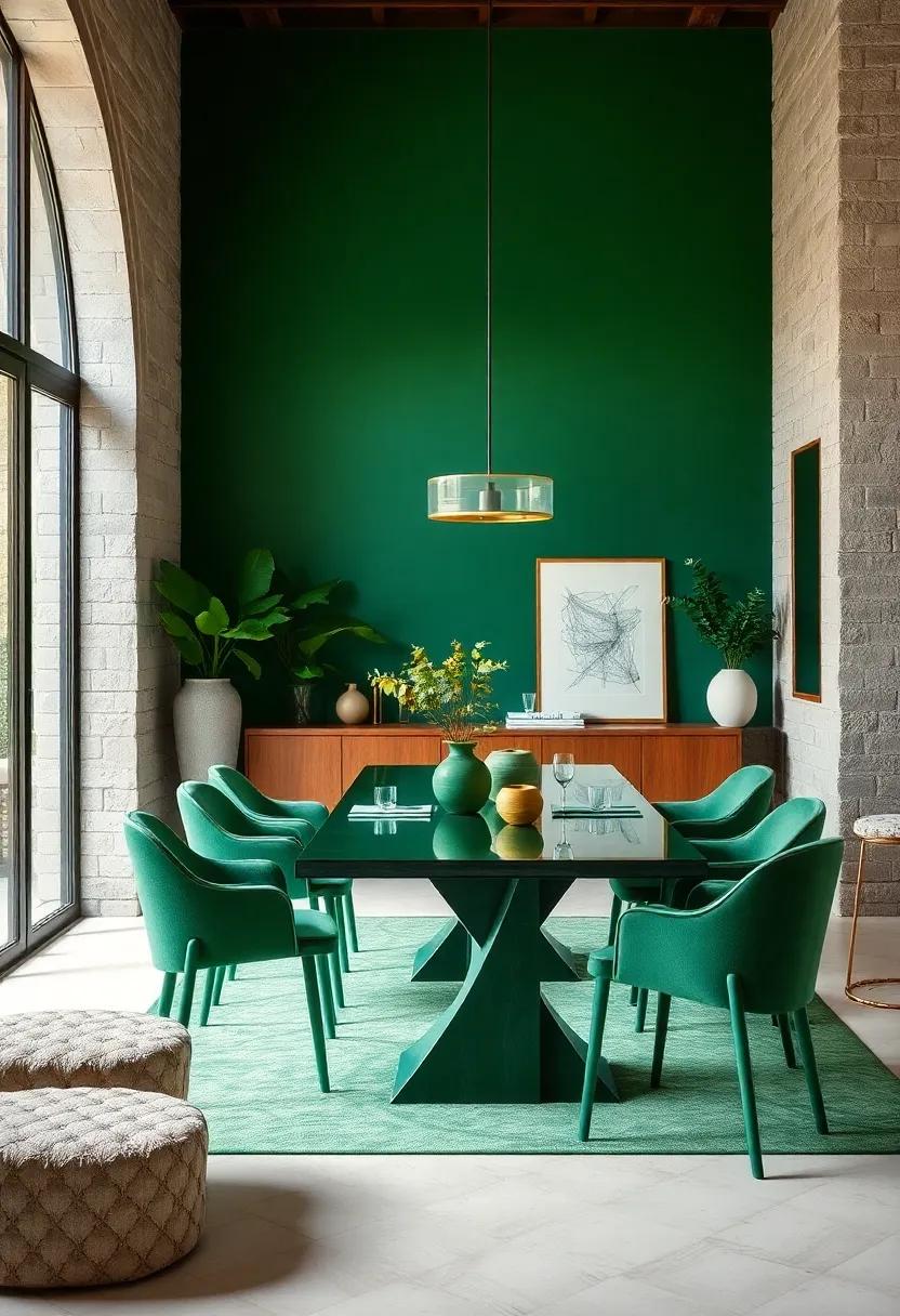 Green and ⁤Gold Accents: Pair green decor with gold accents ​to​ add‌ a touch of elegance and glamour to your dining room
