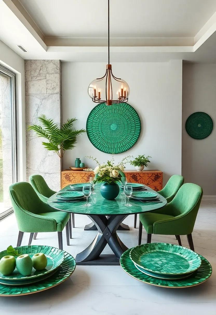 Green Mosaic Plates: Serve meals on beautiful green mosaic⁣ plates that add‍ a unique ⁢touch⁣ to your dining experience