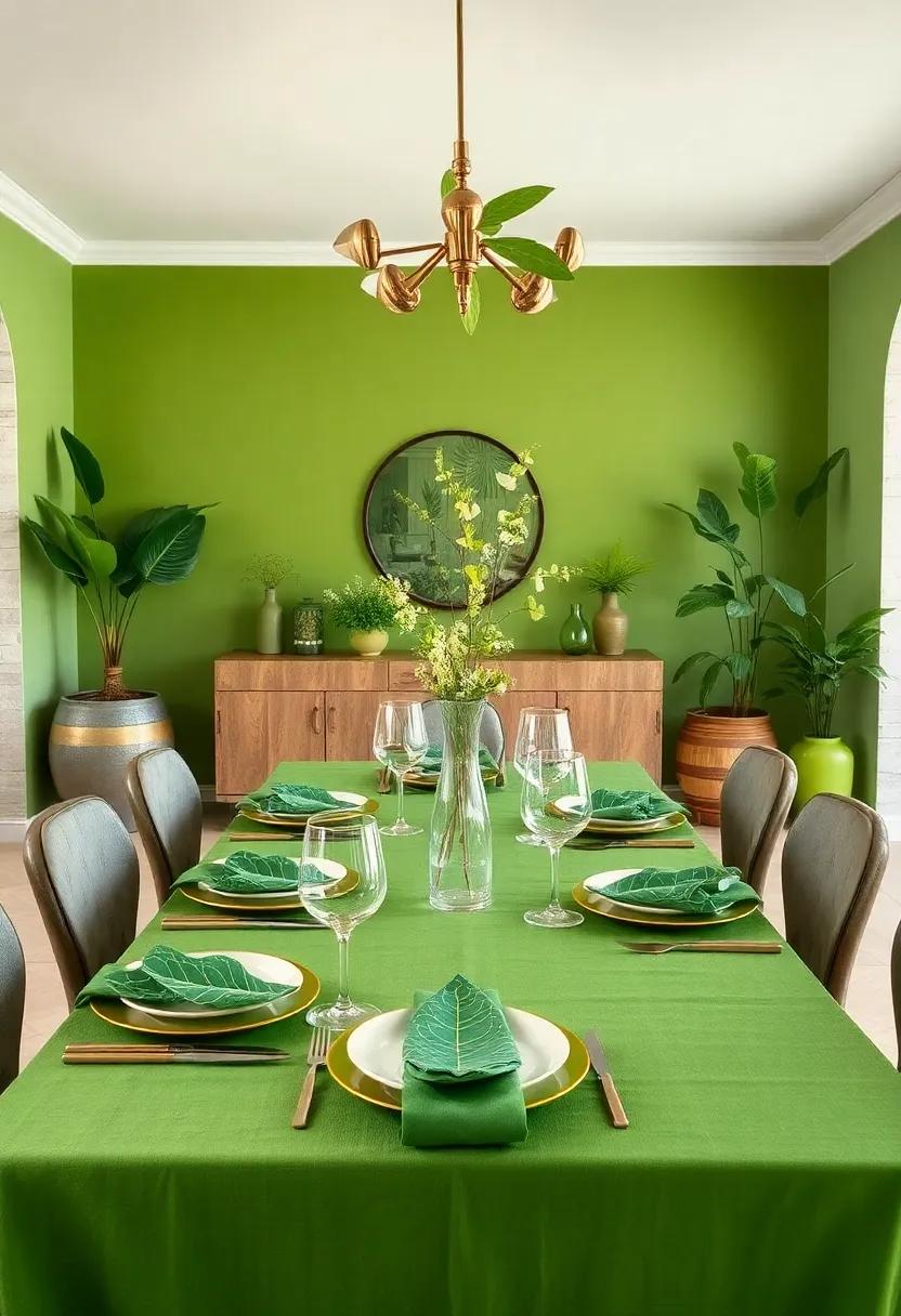 Leafy‍ Table settings: Use plates and ​napkins adorned with leaf ⁣motifs to enhance the green ⁢theme subtly during ⁢dinner parties