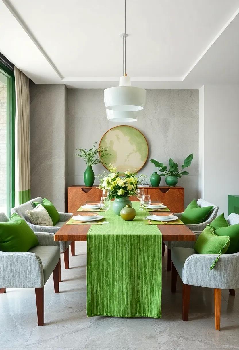 Woven Green Textiles:⁤ Integrate natural textures with woven green table linens or‍ placemats to⁤ juxtapose softness with sophistication