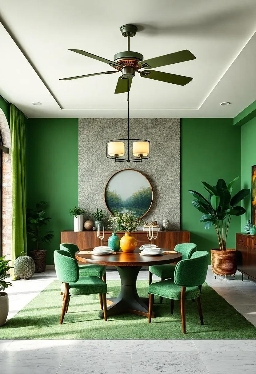 Green Ceiling Fans: Install a ceiling fan painted in a refreshing green to ⁢circulate air while ⁢enhancing your ‍color palette