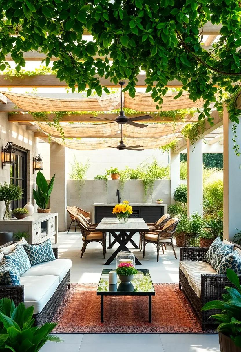 Shade and ⁢Style: Consider combining pergolas with climbing plants to create ​a shaded ​dining area ⁢that showcases both‍ form ⁤and function