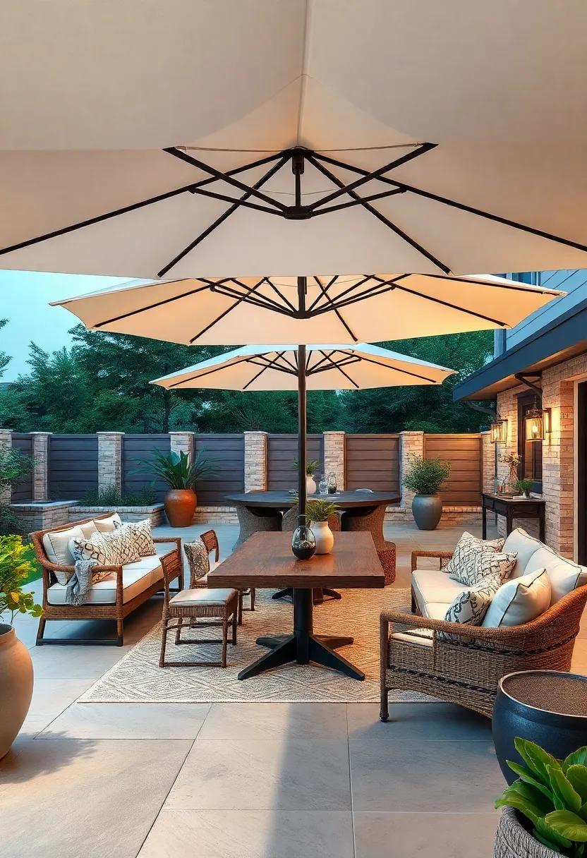 Elegant Umbrellas: Discover ​how oversized, ⁤stylish umbrellas can ⁢provide both protection from the sun and a ⁢chic aesthetic to your dining area