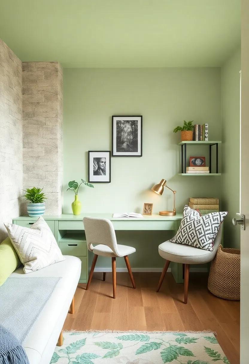 Stylish Light Green desk Area: Design a study ⁣nook featuring‌ a light green desk paired with comfortable seating to inspire creativity and focus