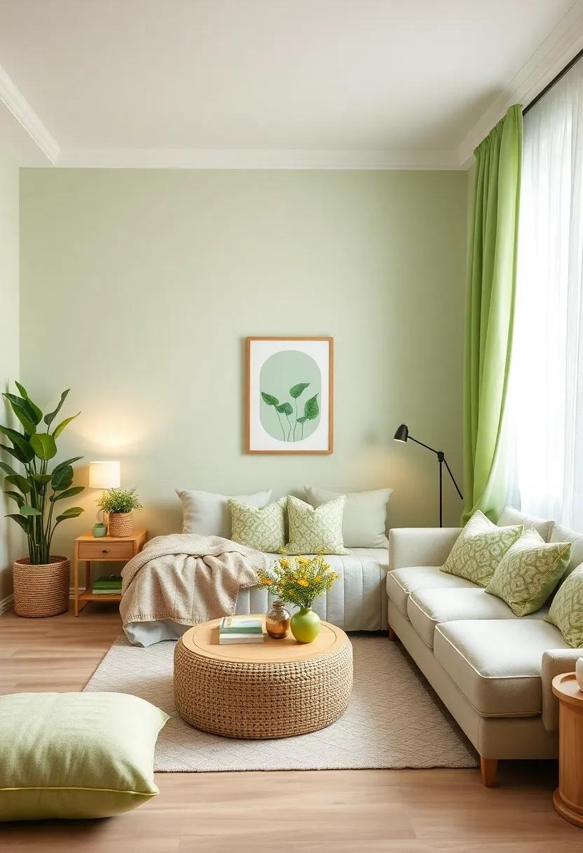 Eclectic Green Accessories: Mix and match light ​green decor items, ‌like throw⁢ blankets, wall art, and decorative pillows, for an eclectic and personalized touch