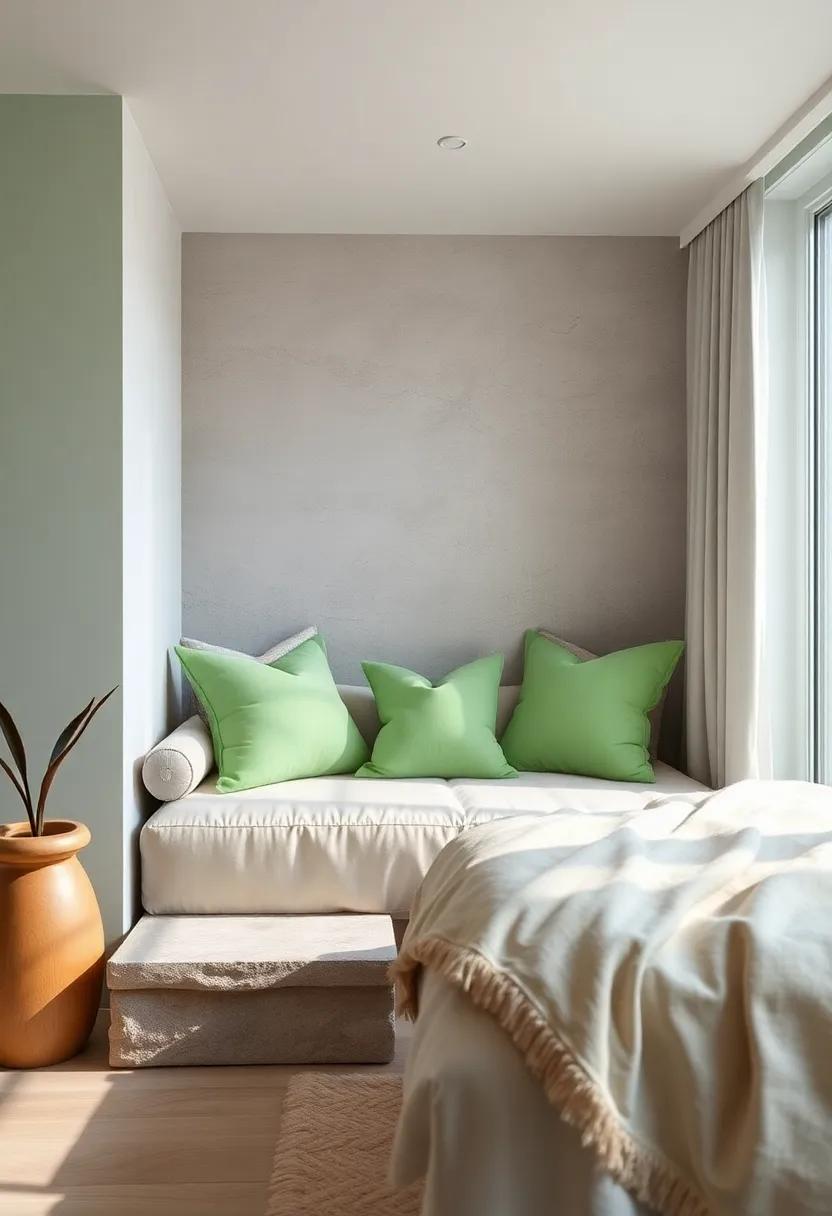 cozy Reading Nook with Green ⁤Throw Pillows: Create ‌a comfortable corner filled‍ with light⁢ green cushions​ and a soft blanket,perfect for curling up ⁢with a good book