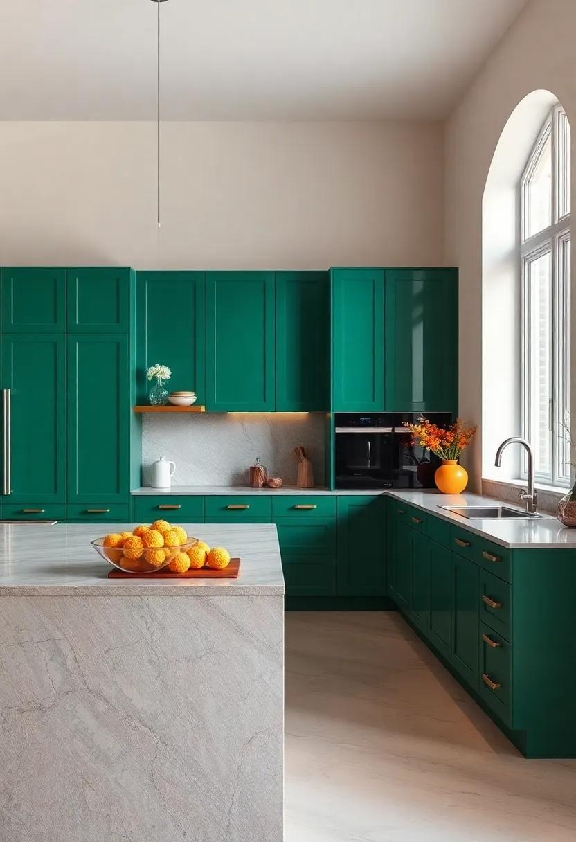 Statement Color: Choose a daring ‍cabinet‌ color, like emerald green or burnt‌ orange, ‌to create⁣ a ⁤vivid ‌focal point that energizes the space and reflects⁤ your personality
