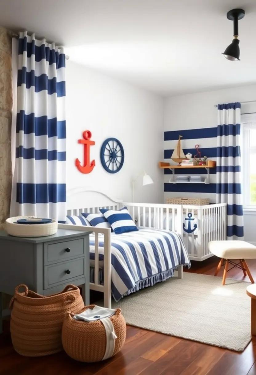 nautical Stripes: Incorporate bold, blue and white stripes into the bedding and ⁣curtains to create an instantly maritime feel