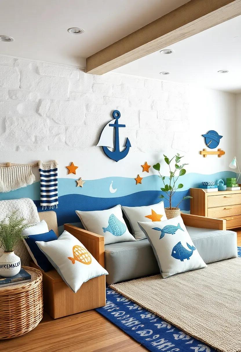 Ocean Animal Cushion Covers: Switch out standard cushion covers for ones with cute ocean creatures to enhance cozy resting spots