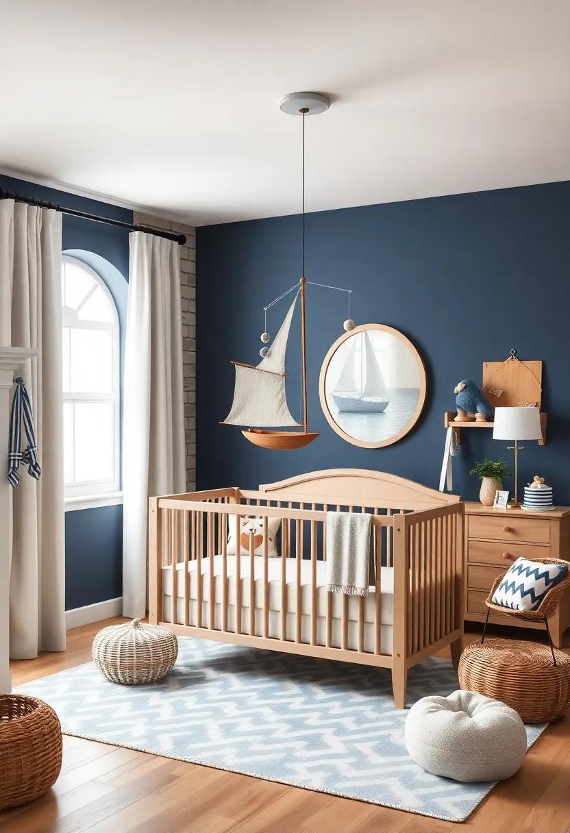 Sailboat Mobile: Craft ​or buy​ a whimsical sailboat mobile that gently sways above the crib, inspiring dreams of ocean adventures