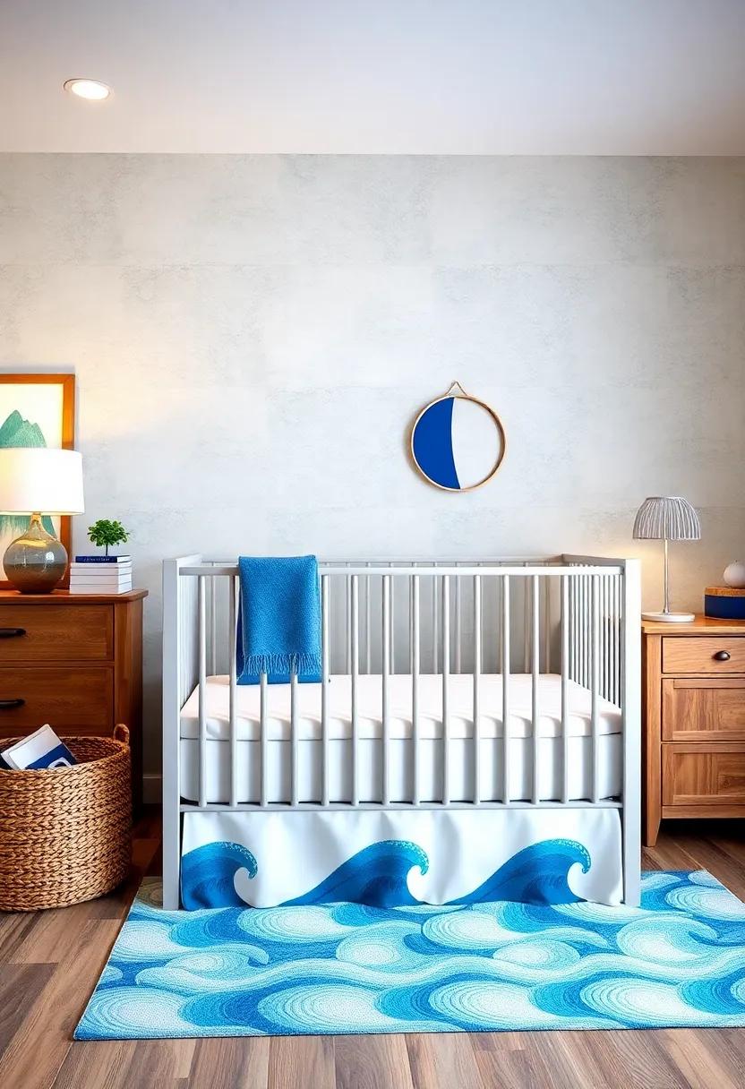 Tidal Wave Crib⁢ Skirt: Opt for a crib skirt designed like rolling waves,⁤ enhancing the thematic decor without overwhelming the space