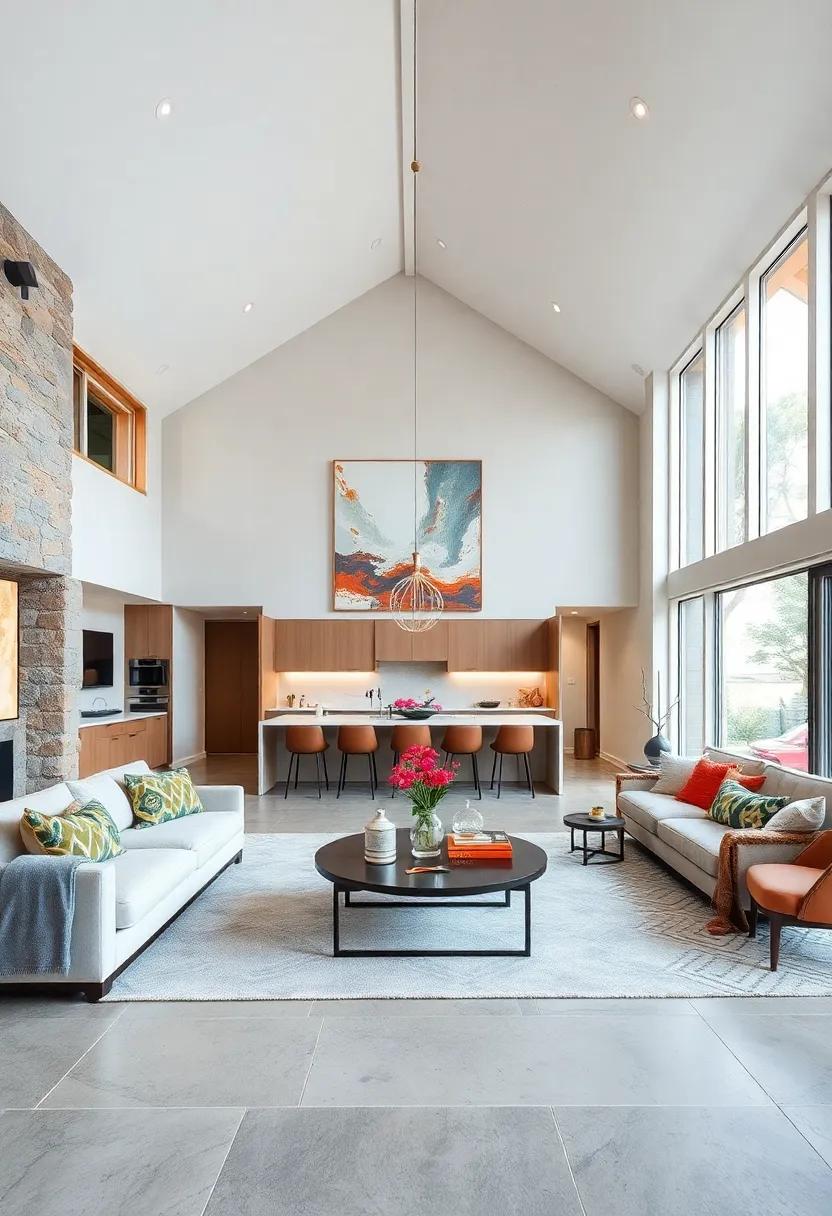 Artistic Focal Points: Incorporate large ⁢artwork or‍ a gallery wall that spans both areas to make a⁢ bold statement and ⁣unify the design