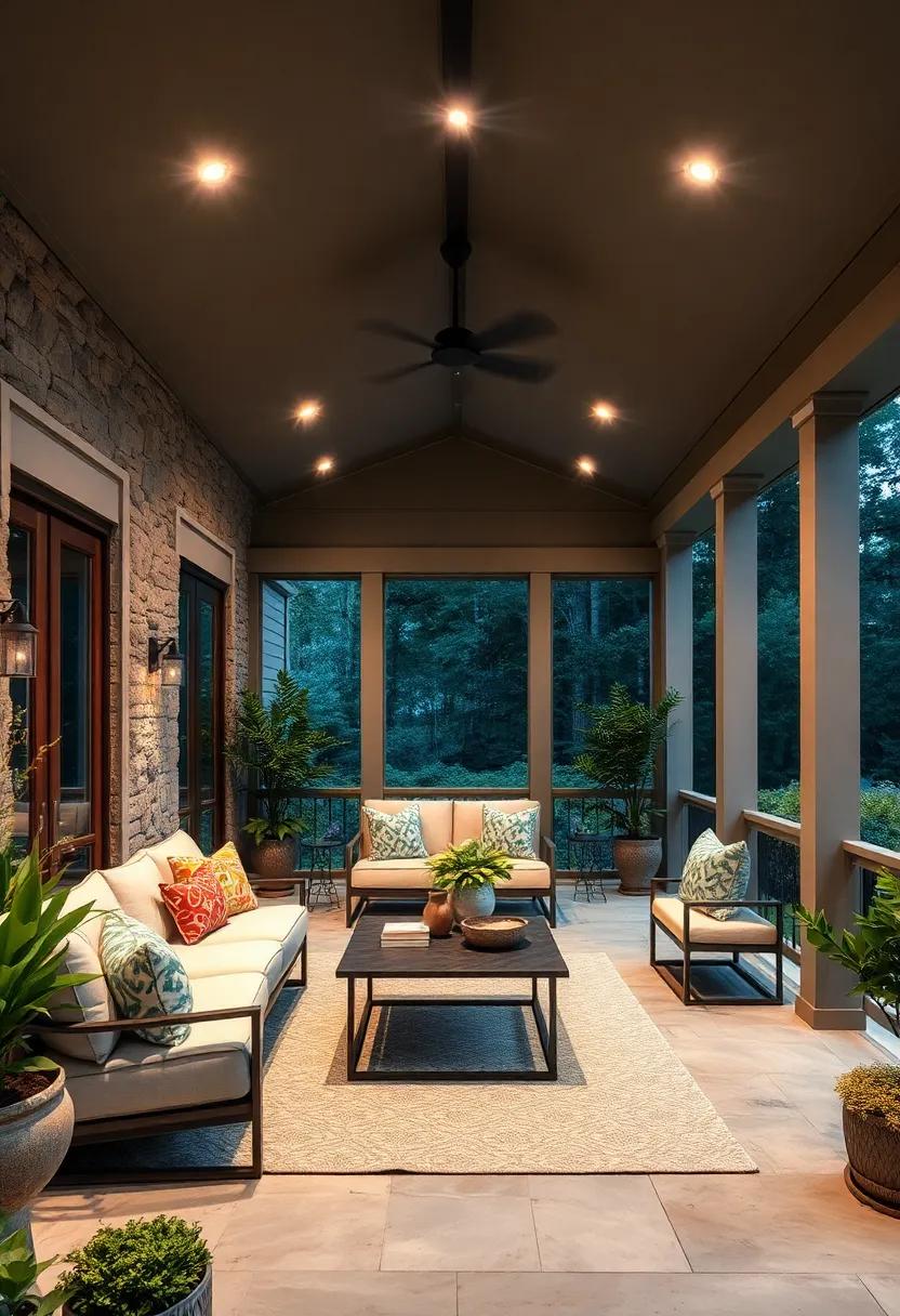 Highlight architectural features of your porch⁤ with ⁤strategically ​placed spotlights, adding drama and flair‍ to your space