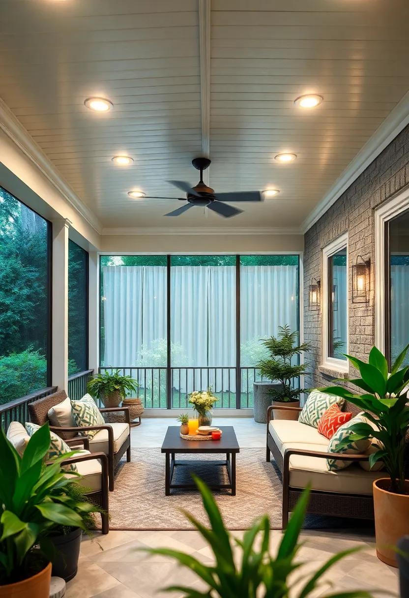 Use recessed lighting within the porch ⁣ceiling for a modern touch,ensuring your space remains uncluttered⁣ and ‌stylish