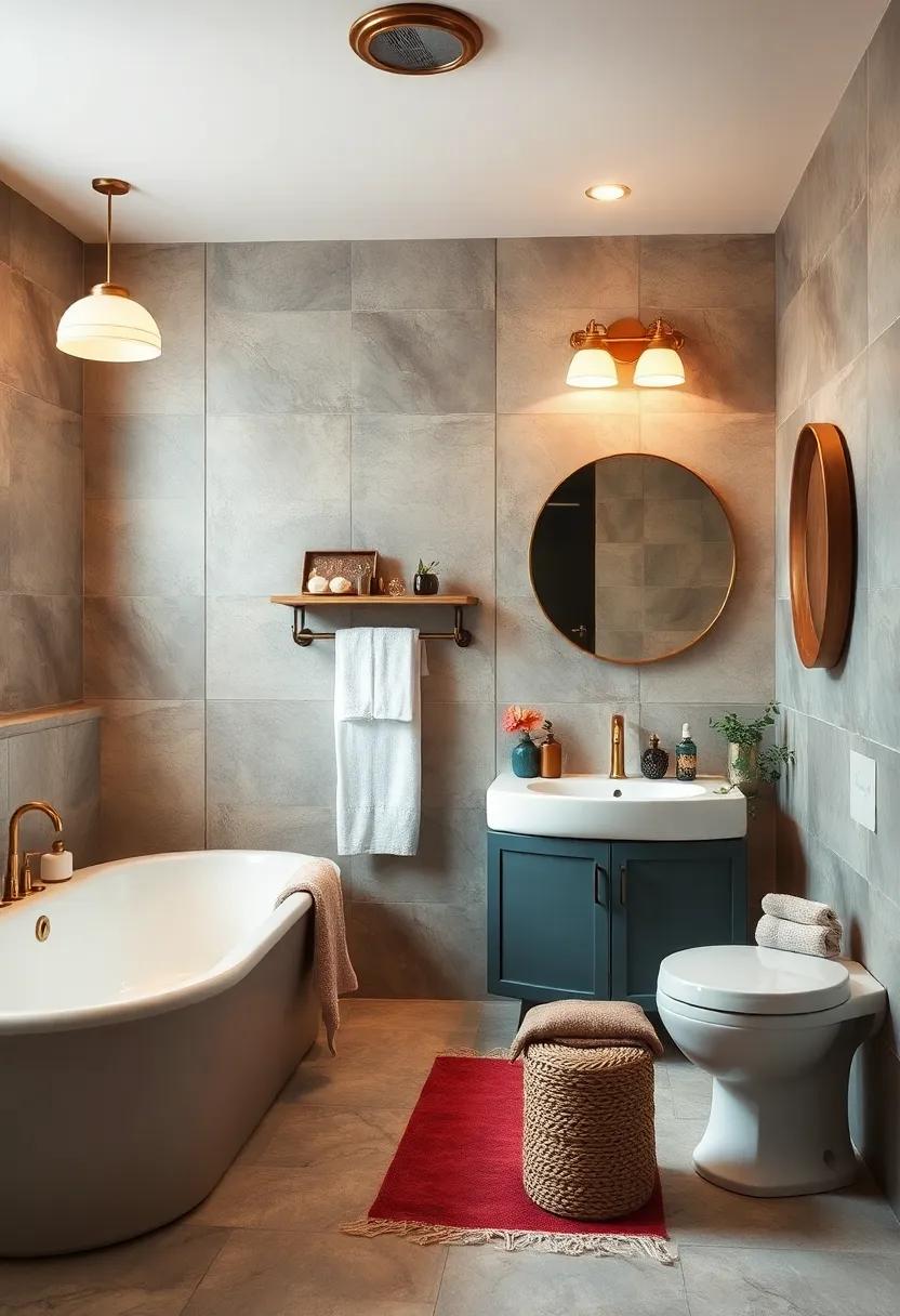 Brass Accents: Integrate brass accents throughout the bathroom, from towel racks to light ⁢fixtures, to enhance the vintage feel