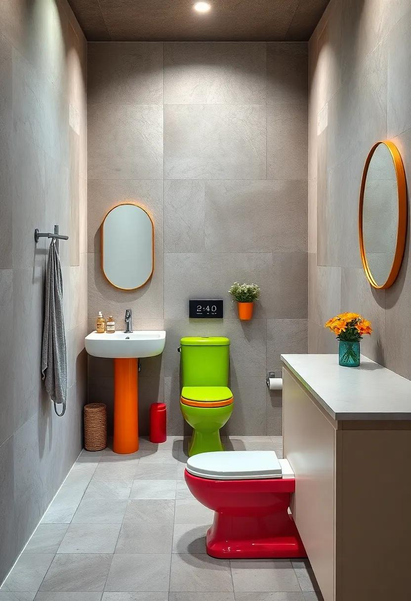 Colorful Toilets: Look for a quirky, brightly colored toilet ​that nods to the ⁣bold design choices ⁤of the past