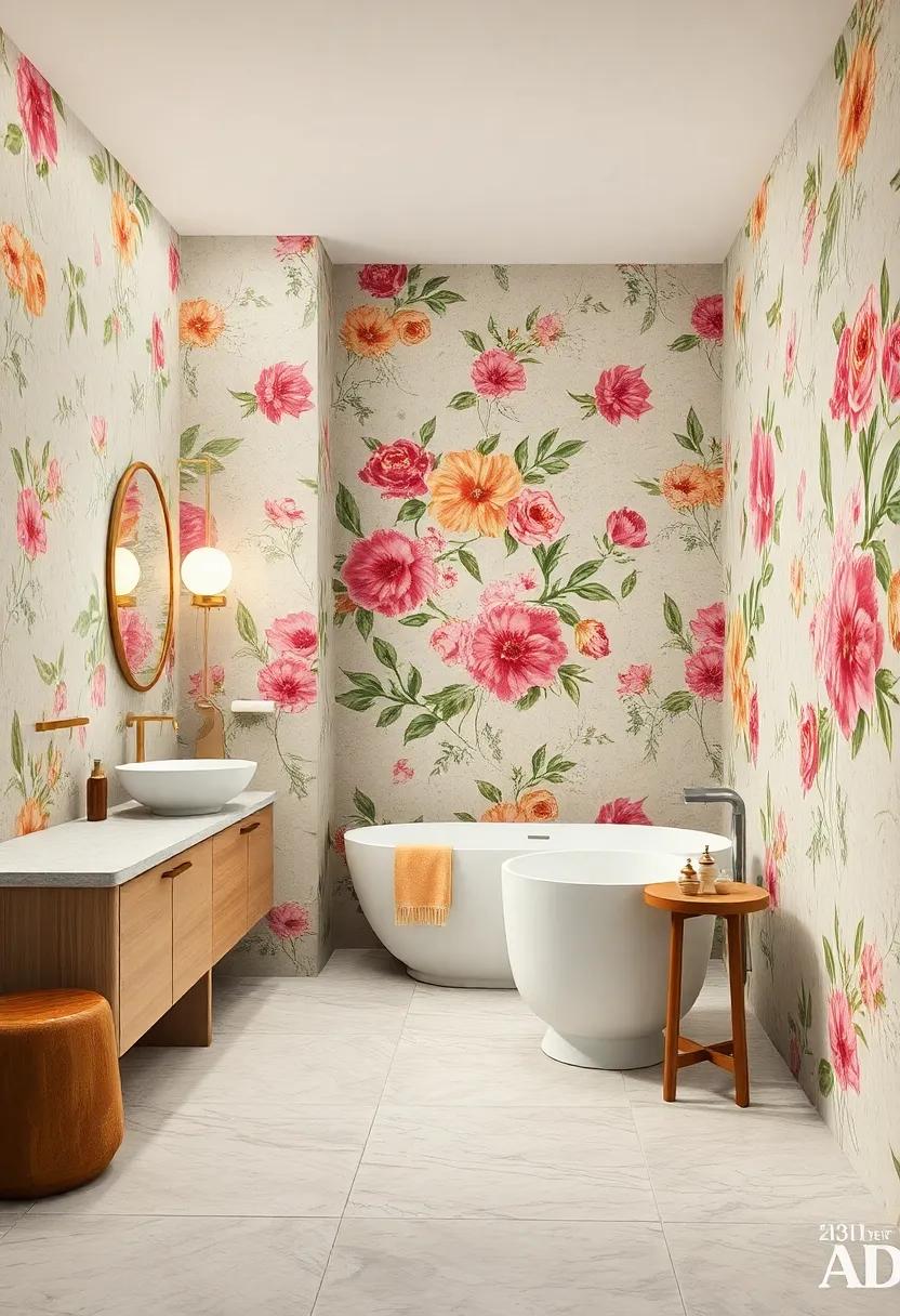 Floral Wallpaper: ⁤Opt for bold floral⁤ or botanical⁣ wallpaper that ​adds a whimsical and feminine touch‍ to the space