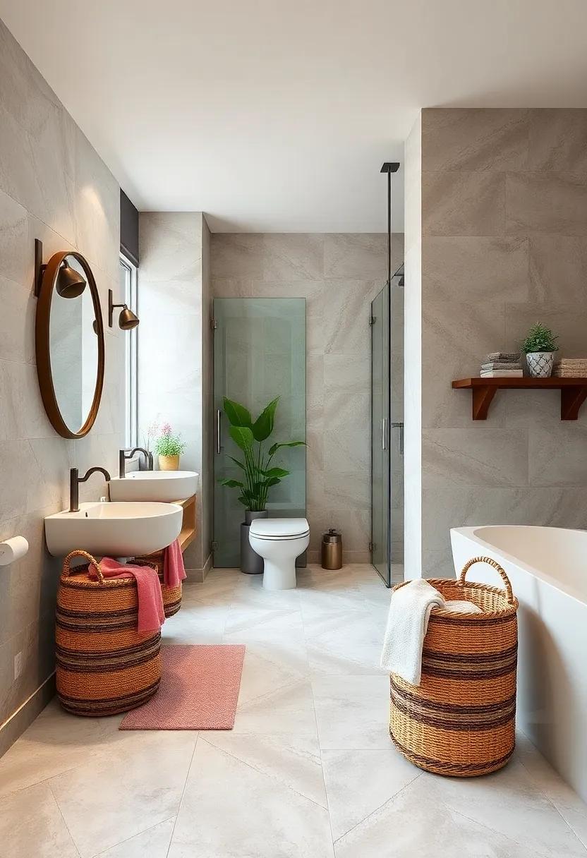 Vintage Laundry Basket: Choose a woven or patterned laundry basket to introduce character and functionality