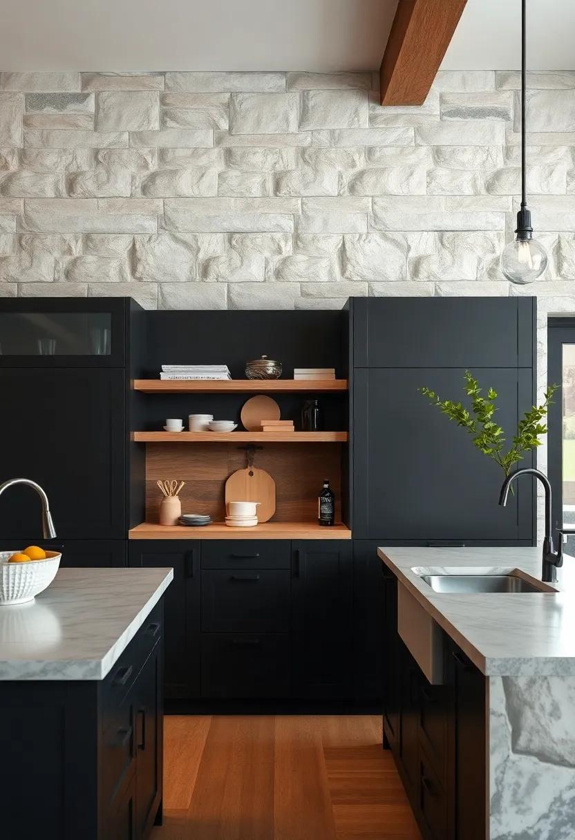 Nature-Inspired: Delve into designs that showcase ⁣eco-friendly ⁣butcher block countertops ⁢with deep black cabinets for a kitchen that harmonizes with nature