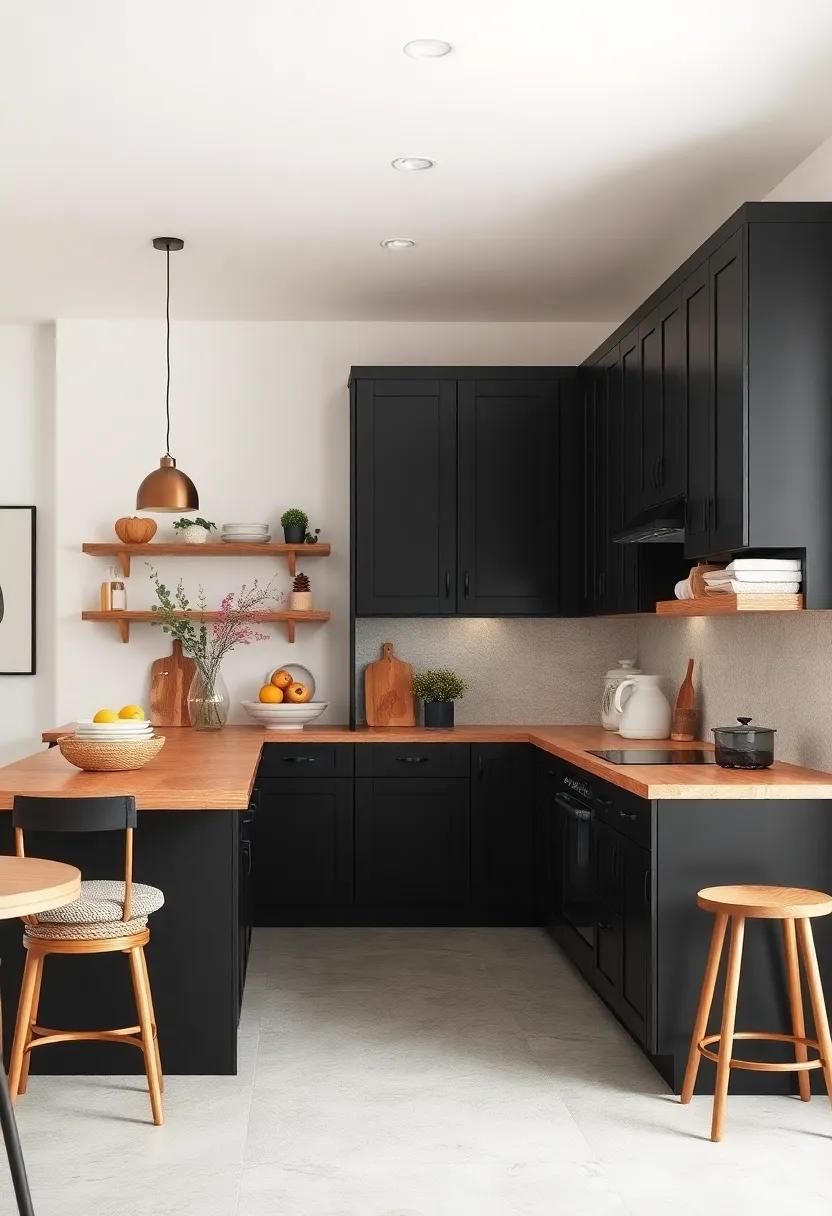 Light and Airy: Discover ​how bright‌ walls paired​ with black cabinets and butcher block​ can help ​create a light and airy atmosphere