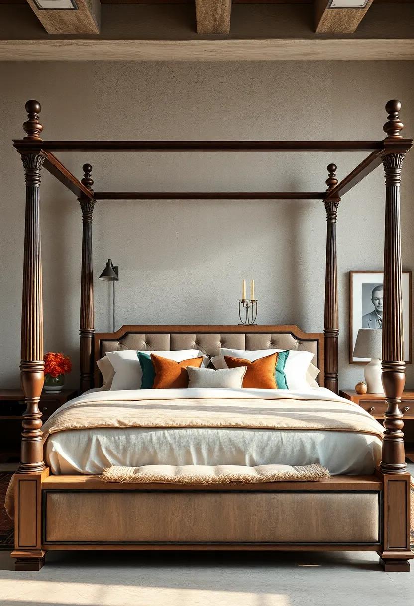 four-Poster Bed: ‌The grandeur of a four-poster bed instantly elevates the bedroom atmosphere, creating a sense of tranquility and comfort