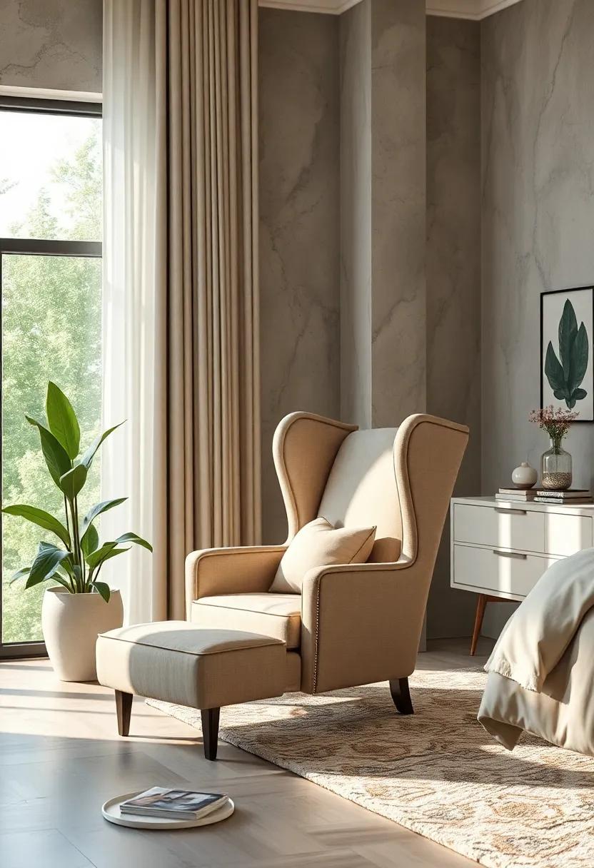 upholstered Wingback‌ Chair:⁢ This classic​ accent ​chair combines comfort and‌ sophistication, making it an ⁢ideal spot for reading ‌or relaxation