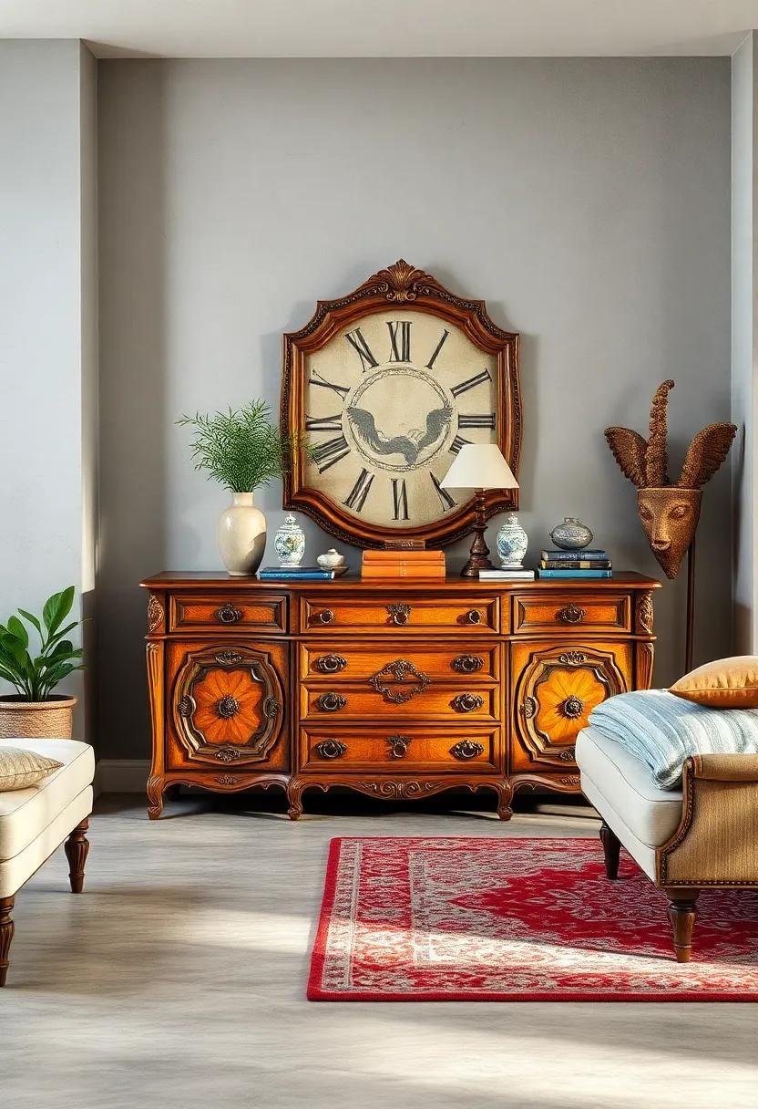 Vintage⁣ Dresser: ‌An intricately designed vintage dresser adds character and is⁢ perfect for showcasing heirlooms or favorite‌ decor ‌pieces