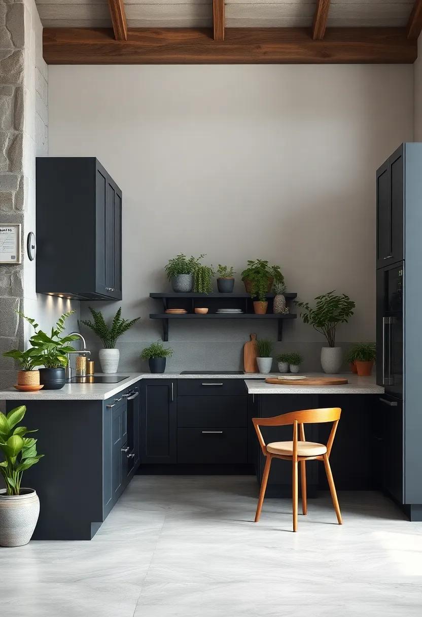 Add Greenery: Introduce indoor plants or herb gardens to breathe life into your kitchen and balance the strong presence ⁢of dark grey