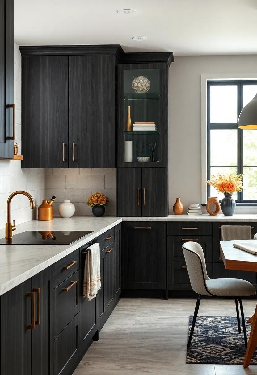 Choose Unique Hardware: Select unique cabinet handles or ⁣knobs in gold‍ or brass finishes to add a pop of luxury against dark grey wood