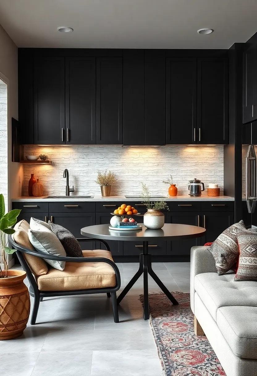 Create a ⁤Cozy Nook: Designate⁢ a cozy breakfast area with ​contrasting furniture that invites relaxation‌ and complements the kitchen's ⁣darker tones