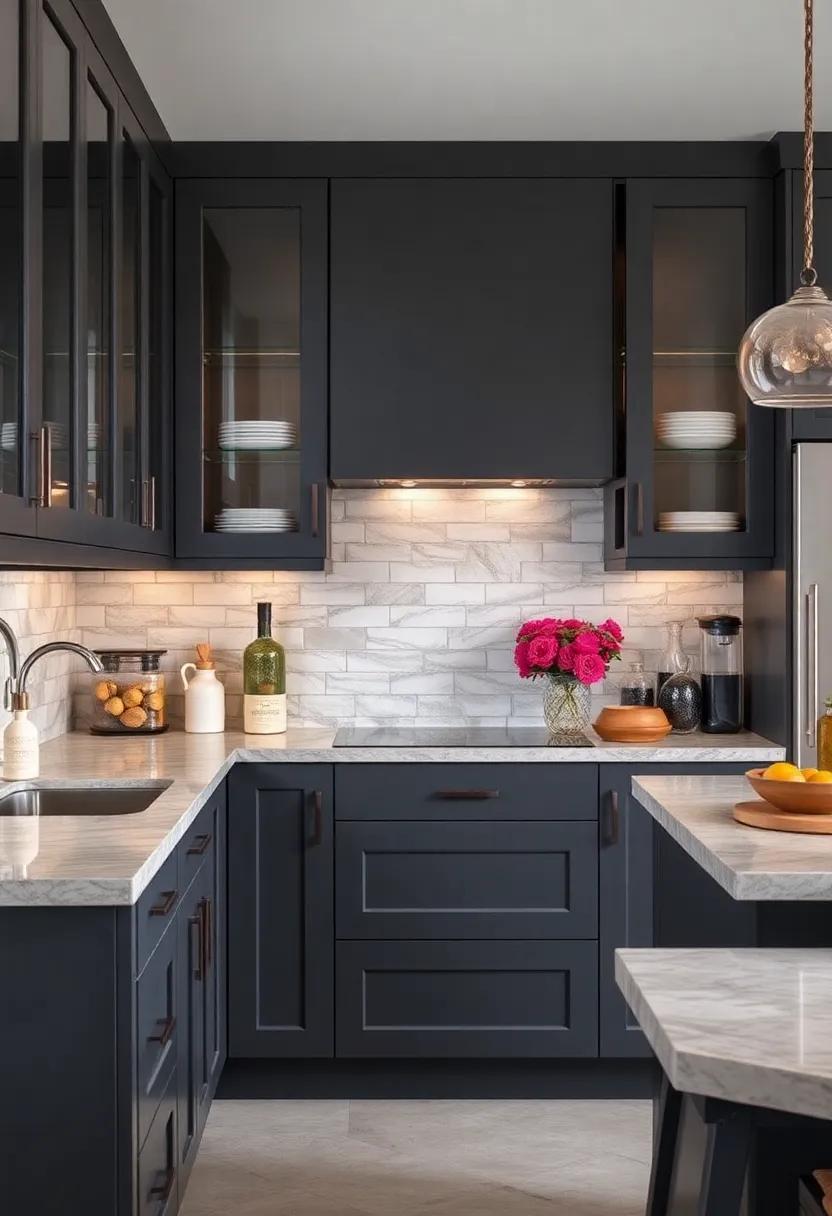 Incorporate Glass Elements: Use glass-front⁣ cabinets to allow the beauty of ⁣your dishware to shine while contrasting with dark ‍grey cabinetry below