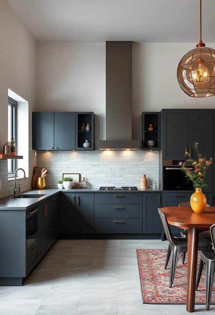 Mix Textures: Combine matte ‍dark ‍grey cabinets with glossy finishes or metallic⁤ accents ‌for an eye-catching contrast‌ in your kitchen design