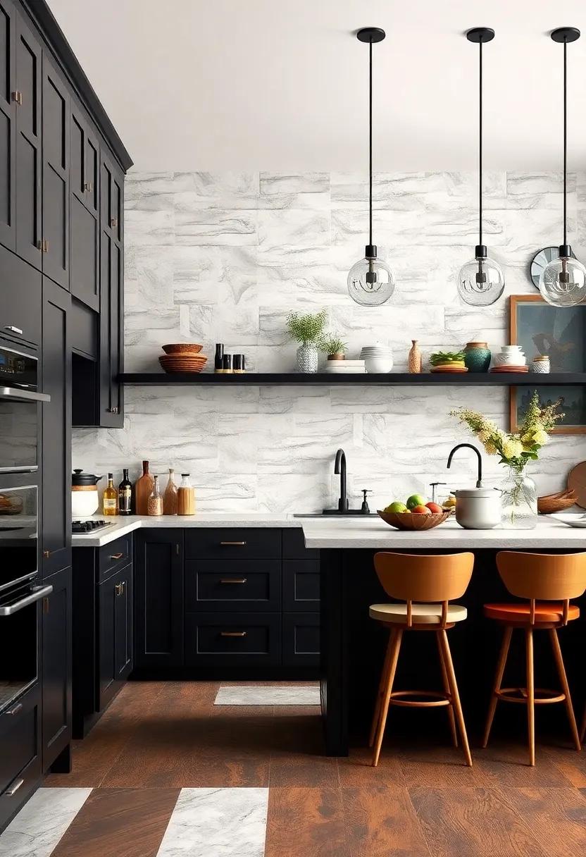 Use ‍Bold ⁣Flooring: Opt for striking flooring choices, like patterned tiles‌ or rich wooden planks, that add depth under the dark grey cabinets