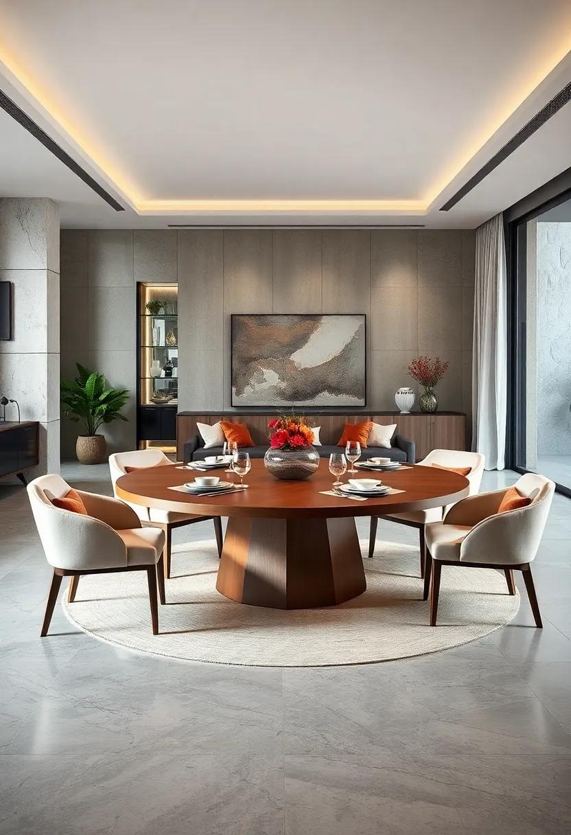 Lazy Susan Magic: A Round Table with Extensions‌ and a Rotating Centerpiece